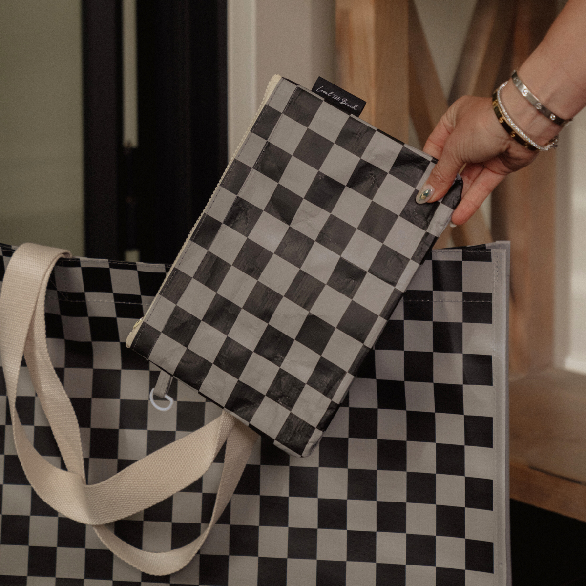 Checker XL All Day Bag with Matching Removable Pouch