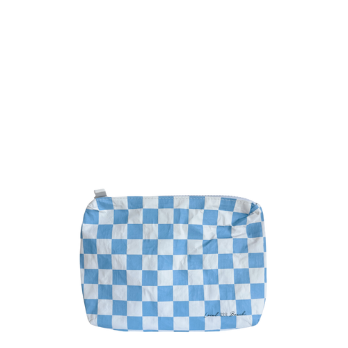 Blue Checker Water Resistant Pouch