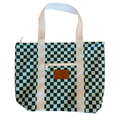 Green/ Blue Checker Water Resistant Tyvek Shoulder Tote