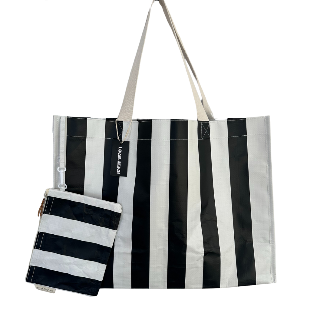 Thick Stripe XL All Day Bag with Matching Removable Pouch