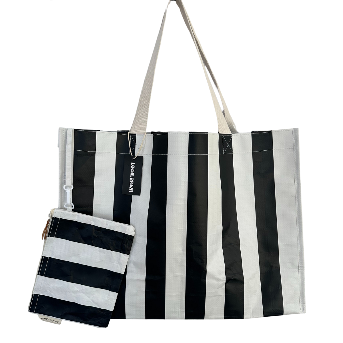 Thick Stripe XL All Day Bag with Matching Removable Pouch