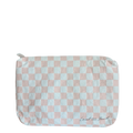 Blush Pink Checker Water Resistant Pouch