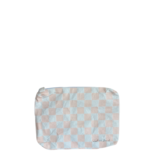 Blush Pink Checker Water Resistant Pouch