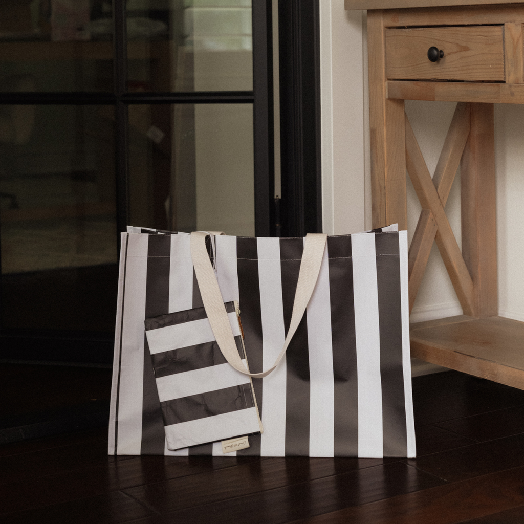 Thick Stripe XL All Day Bag with Matching Removable Pouch