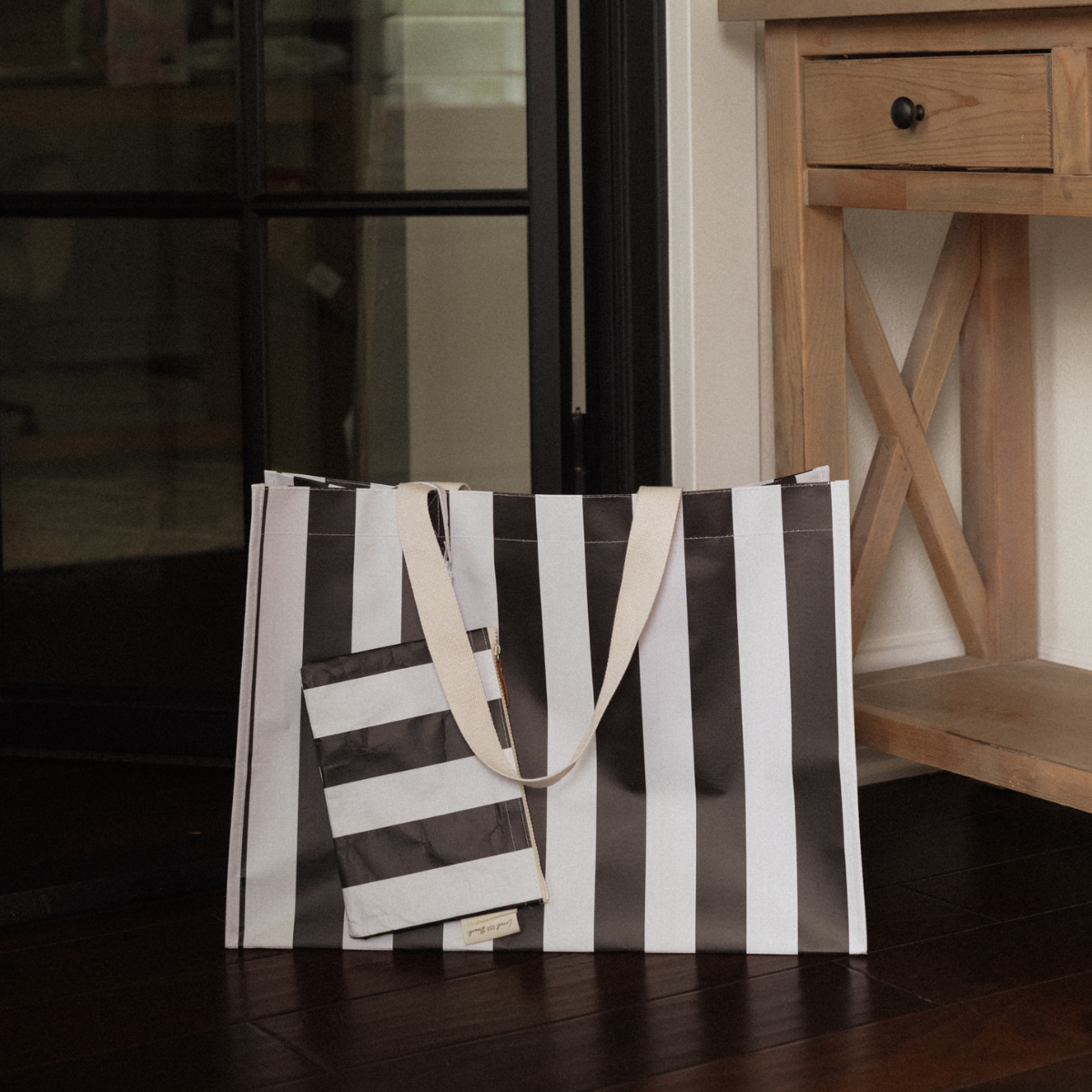 Thick Stripe XL All Day Bag with Matching Removable Pouch
