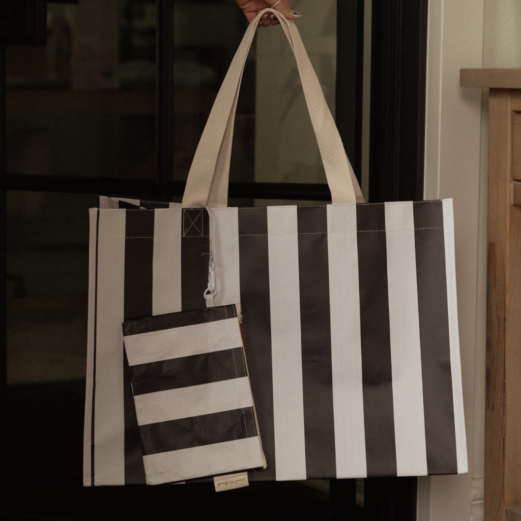 Thick Stripe XL All Day Bag with Matching Removable Pouch