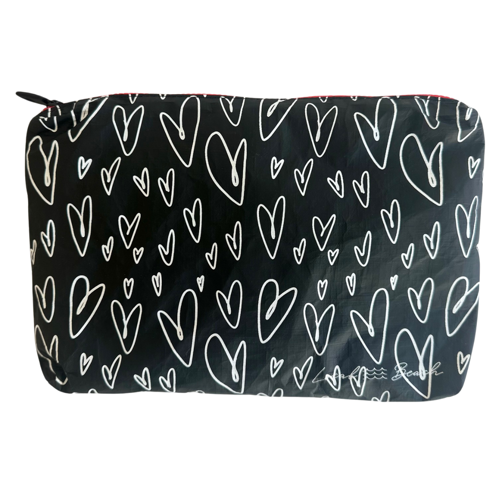 Local Beach Love Collection Heart Water Resistant Tyvek Printed Pouch