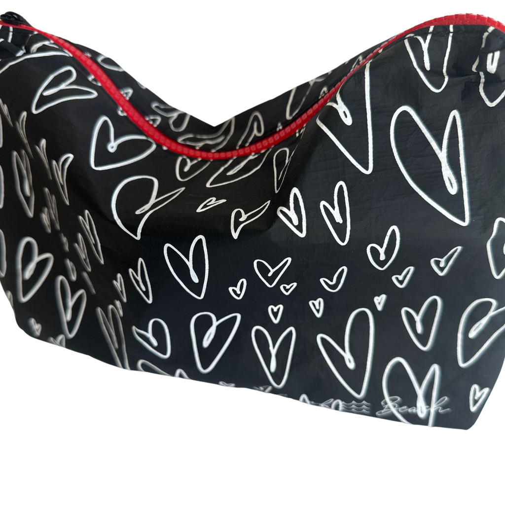 Local Beach Love Collection Heart Water Resistant Tyvek Printed Pouch