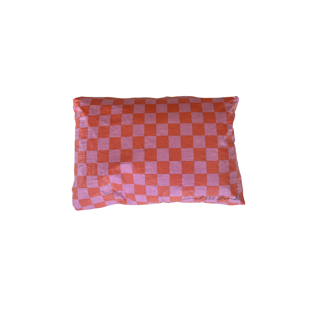Pink/Coral Checker Water Resistant Pouch