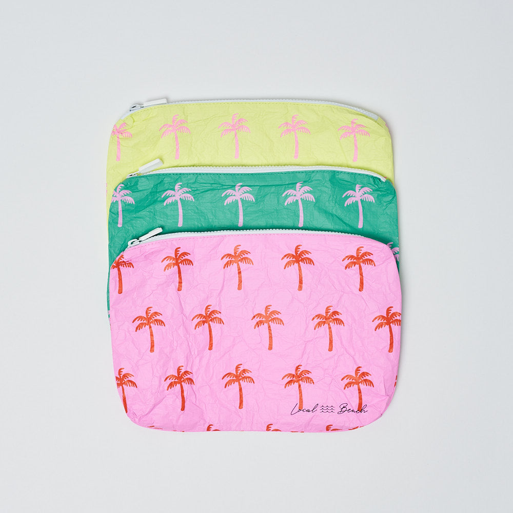 Pink Neon Palms Water Resistant Tyvek Printed Pouch