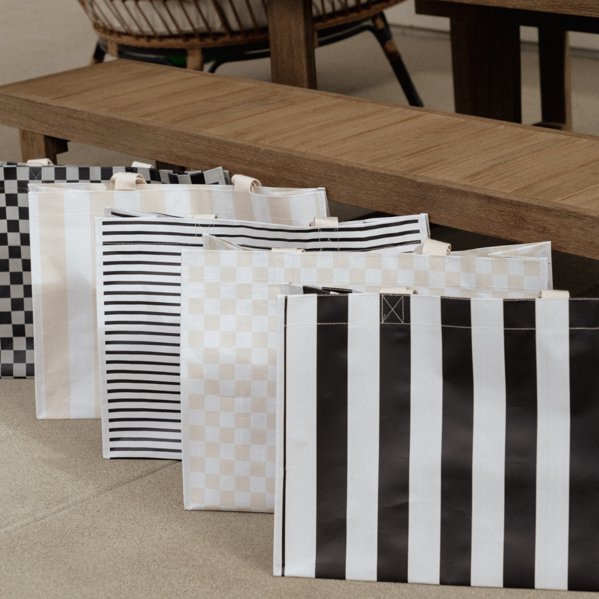 Thick Stripe XL All Day Bag with Matching Removable Pouch