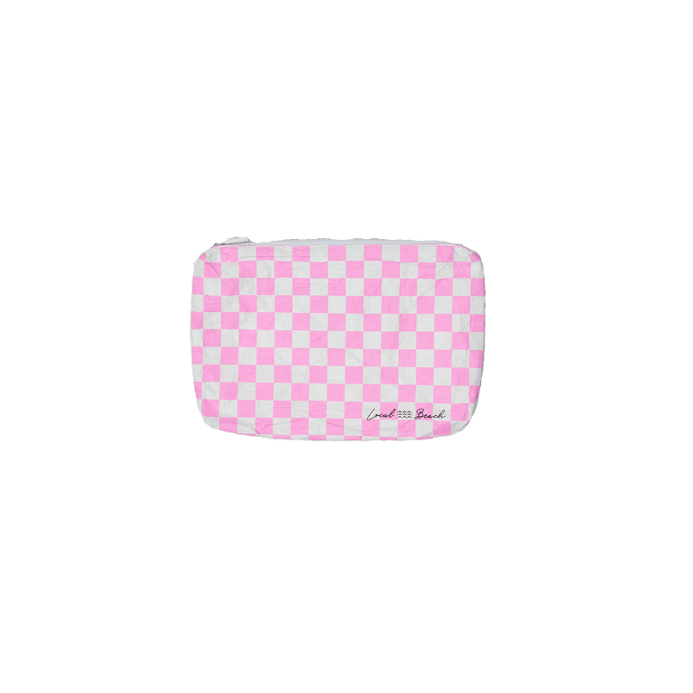 Pink Checker Water Resistant Pouch